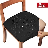 abordables Funda de silla-2 fundas de asiento para comedor, color burdeos, impermeables, elásticas, con respaldo alto, fundas de licra para asiento de silla con banda elástica para boda
