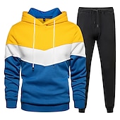 abordables sudaderas basicas hombre-Hombre Tracksuit Sudadera 2 Piezas Calle Primavera Manga Larga Mantiene abrigado Transpirable Dispersor de humedad Aptitud física Corriendo Entrenamiento activo Ropa de deporte Ropa de Deporte Azul
