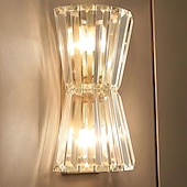 baratos Candeeiros de Parede de interior-Arandelas de parede de latão de 3 luzes iluminando luminárias de parede de vidro modernas arandelas de cristal iluminação de parede interna (lâmpada incluída)