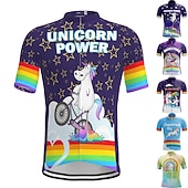 abordables Maillots pour hommes-Homme Maillot de cyclisme Arc-en-ciel Licorne Drôle Manche Courte Cyclisme Maillot Top avec 3 poches arrière VTT Vélo tout terrain Cyclisme sur route Séchage Rapide Doux Bandes réfléchissantes Poche