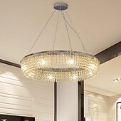 cheap Chandeliers-LED Pendant Lights, 6-Light Ring Hanging Lamps, 19,5&quot; Modern Crystal Metal Chandelier in Chrome 110V-240V Ceiling Hanging Light Pendant Light for Living Room Bedroom Restaurant Hotel