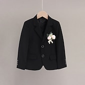 billiga Pojkes formella kostym-5 delar Ringbärarkostym Pojkar Barn Kostym Formell kostym Kostym och blazer Skjorta och byxa Formell Ledigt Grundläggande Ensfärgat Svart väst + byxor + skjorta med fluga Konstsilke