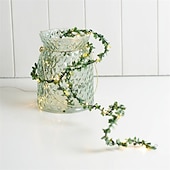 ieftine Acumulatoare-plante artificiale led snur de lumina 2m 20leds lumini de zâne creeper frunză verde Crăciun acasă nuntă în aer liber iedera viță de vie lampă decorare bricolaj suspendat grădină curte curte (fără