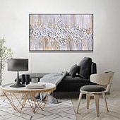 abordables Pinturas florales/botánicas-Pintura al óleo hecha a mano lienzo arte de la pared decoración espátula pintura clásica flor de ciruelo blanco para decoración del hogar enrollado sin marco pintura sin estirar
