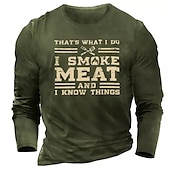 billiga Roliga T-shirts för män-Herr Grafisk Brev T-shirt T-shirts Långärmad T-shirt 3D-tryck Rund hals Skjorta Designer Komfort Fritid Utomhus Dagligen Sport Svart Marinblå Militärgrön Vår &amp; Höst Kläder S M L XL 2XL 3XL
