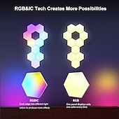 cheap Smart Lights-LED Smart Light Intelligent LED Dimmable Odd Light Panel 3/6/10 Packs Hexagonal LED Glow Lights Wifi Bluetooth Alexa RGBIC Smart Wall Lamp Night Light Remote APP Voice Music Control USB