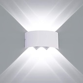 abordables appliques murales extérieures-led applique murale extérieure / intérieure 6w haut / bas éclairage intérieur double tête incurvée étanche ip65 applique murale lampe de chambre moderne lumière blanche chaude ac85-265v
