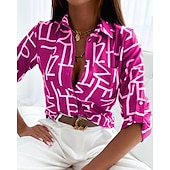 abordables Tops Graphiques pour Femmes-Chemisier Femme Noir Blanche Bleu Rayé Tricoté Plein Air du quotidien du quotidien basique Col de Chemise S