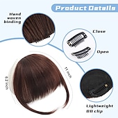 economico Frange-clip in frangetta per le donne 100% estensioni dei capelli frangetta francese frangetta con le tempie posticci clip su frangetta francese frangetta piatta clip frangetta curva per l&#039;uso quotidiano