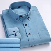 economico Camicie da uomo-Per uomo Camicie Matrimonio Per uscire Nero Rosso Marrone chiaro Blu Manica lunga Collo ripiegabile Primavera &amp; Autunno Abbigliamento