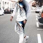 preiswerte Herren 3D Sweatshirt Sets-Herren Grafik Wissenschaft und Technik 2St 3D Sweatshirt-Sets Trainingsanzug Langarm Lange Hosen Rundhalsausschnitt Streetwear Sportbekleidung Basic Sport &amp; Outdoor Lässig Sport Druck Frühling Herbst