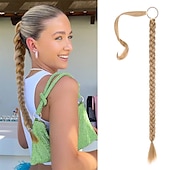 baratos Rabos-de-Cavalo-Clip Rabos-de-Cavalo Clássico / sintético / Penteado de trança francesa Cabelo Sintético Pedaço de cabelo Alongamento Liso Longo Festa / Roupa Diária / Festas &amp; Noite