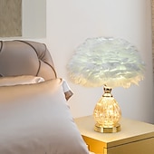 cheap Table&amp;Floor Lamp-Pink Feather Bedside Lamp Luxury Fairy Lights Feather Bedside Lamp Shade Feather Table Lamp Desk Lampshade for Living Room Bedroom Dining Room