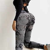 olcso Jóga leggings és harisnyanadrág-Női Jóga nadrág Alakformáló Varrás nélküli Hasformáló Alakformáló Magas derék Jóga Fitnesz Edzőterem edzés Harisnyanadrág Leggingek Alsók Batikolt Sárga Rózsaszín Kék Spandex Ősz Tél Sport