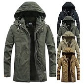 ieftine Jachete &amp; Paltoane Bărbați-parka de iarnă pentru bărbați jachetă polar de drumeție jachetă de vânt caldă cu jachetă tactică militară cu glugă jachetă termică rezistentă la vânt în aer liber trenci sport top schi vânătoare pescuit verde armată negru