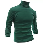 billiga grundläggande t-shirts-Herr Långärmad tröja Långärmad Polokrage Vår &amp; Höst Semester Helgen Vin Mörkgrå Svart Topp t-shirt för män