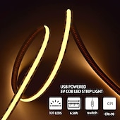 お買い得  リモコンコントロール-usb cob led ストリップ ライト 5v 1-4m 調光対応 300led / m cri85 rf リモート コントローラー付き テレビ バックライト キャビネットの下のフレキシブル テープ ランプ 寝室のキッチンや家の diy 照明用
