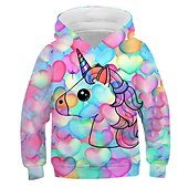 economico Cartone animato 3D della ragazza-Bambino Da ragazza Felpa con cappuccio Animali Informale Manica lunga Tasche stile sveglio 7-13 anni Autunno Multicolore Nero Rosa