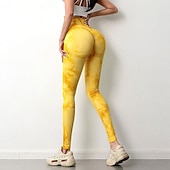 olcso Jóga leggings és harisnyanadrág-Női Jóga nadrág Alakformáló Varrás nélküli Hasformáló Alakformáló Magas derék Jóga Fitnesz Edzőterem edzés Harisnyanadrág Leggingek Alsók Batikolt Sárga Rózsaszín Kék Spandex Ősz Tél Sport