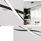 voordelige Eilandlichten-2-lichts 80/100cm led hanglamp aluminium lijn design curl wave design verstelbare kroonluchter nordic style eetkamer woonkamer verlichting 36w 110-240v alleen dimbaar met afstandsbediening