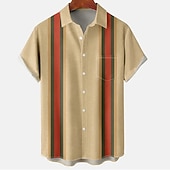 preiswerte Lustiges Weihnachtsoutfit-Weihnachtshemden, Herrenhemd, Weihnachtsmann, gestreift, Grafikdrucke, Turndown, Khaki, 3D-Druck, Weihnachten, Straße, kurze Ärmel, Button-Down-Druck, Kleidung, Mode, Designer, lässig