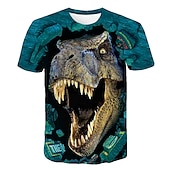 halpa Poikien 3D Eläimet-Lapset Poikien T-paita Tee Eläin Dinosaurus Lyhythihainen Crewneck Lasten toppi Kausaliteetti Tyylikäs Päivittäin Kesä Moniväri 3-12 vuotta
