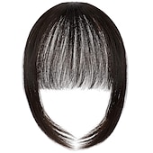 voordelige Pony-pony haar clip in extensions natuurlijke pony pony clip-on front nette platte knal een stuk lang steil haarstukje voor vrouwen