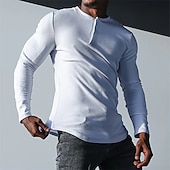 preiswerte Lässiges Henley-T-Shirt-Herren T-Shirt mit Knöpfen T Shirt Langarmshirt Langarm Henley Frühling &amp; Herbst Einfach Designer Basic Lässig Button-Down Straße Sport Ferien Schwarz Weiß Grau Top T-Shirt für Herren