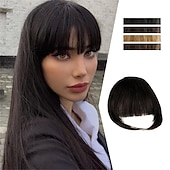billige Lokker-clip in bangs for kvinner 100 % hair extensions hairpieces flat bangs clip buet fransk smell for daglig bruk (lysebrun)