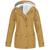 abordables ropa exterior activa para mujer-chaqueta de lluvia para mujer impermeable chaqueta de lana de senderismo invierno al aire libre cálido impermeable polar a prueba de viento con capucha parka prendas de vestir exteriores rompevientos gabardina superior con cremallera completa esquí pesca