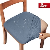 abordables Funda de silla-2 fundas de asiento para comedor, color burdeos, impermeables, elásticas, con respaldo alto, fundas de licra para asiento de silla con banda elástica para boda