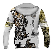 economico Pattern 3D-Per uomo Grafico Animale Blocco di colori Felpa con Cappuccio Felpe con cappuccio Felpa Streetwear Designer Casual Grande e Alto Manica Lunga Con Cappuccio Sport &amp; Outdoor Quotidiano Rosa Rosso Verde