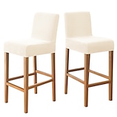cheap Dining Chair Cover-2 Pcs Stretch Black Bar Stool Pub Burgundy Chair Slipcover White Stool Cover Counter Black for Dining Room Cafe Barstool Jacquard Fabric with Elastic Bottom
