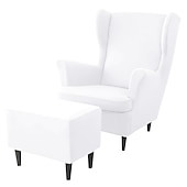 cheap Armchair Cover &amp; Armless Chair Cover-Stretch Wing Chair Cover Set with Ottoman Cover, Burgundy Spandex Stretch Wing Back Chair Cover Removable Machine Washable Armchair Chair Cover for Strandmon Chair