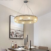 cheap Chandeliers-LED Pendant Lights, 6-Light Ring Hanging Lamps, 19,5&quot; Modern Crystal Metal Chandelier in Chrome 110V-240V Ceiling Hanging Light Pendant Light for Living Room Bedroom Restaurant Hotel
