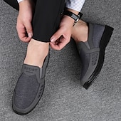 billiga Slip-ons och loafers till herrar-Herr Tofflor och Slip-Ons Komfort Loafers Plusstorlekar Tyg Loafers Komfortskor Vintage Klassisk Ledigt Utomhus Dagligen Kanvas Loafers Svart Brun Grå Färgblock Vår Höst