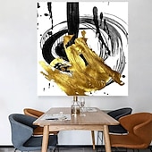 cheap Abstract Paintings-Handmade Oil Painting Canvas Wall Art Decoration Post-Modern Ink And Gold Abstract for Home Decor Rolled Frameless Unstretched Painting