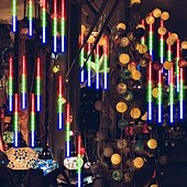 رخيصةأون يعمل بالكهرباء-30 سم * 24 أضواء سلسلة أضواء دش نيزك عيد الميلاد 432 المصابيح 3 قطع أبيض دافئ RGB أبيض أضواء دش النيزك عيد الرعب عيد الميلاد إبداعي ضد الماء ديكور 100-240 V
