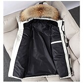 economico Piumini e parka da uomo-Per uomo piumino Piumino Parka Colletto di pelliccia Ufficio Da tutti i giorni Lungo Casual quotidiano Informale Tenere al caldo Inverno Colore puro Nero Bianco Rosso Piumino