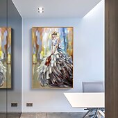 billiga Människomålningar-handgjord oljemålning canvas väggkonst dekor abstrakt flicka dans måla original människor måla för heminredning med sträckt ram/utan inre ram målning