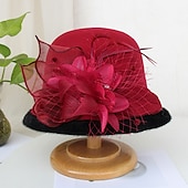 economico Cappelli per feste-kentucky cappello derby autunnale cappelli da sposa piume artificiali misto poli/cotone bombetta/cloche cappello alla pescatora cappello fedora casual vacanza stile vintage elegante con applicazioni
