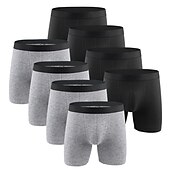 preiswerte Boxershorts für Herren-Herren 8 Packung Unterwäsche Kurze Boxershorts Unterwäsche Unterwäsche Boxer Baumwolle Antibakteriell Einfarbig Mittlere Taillenlinie Schwarz+Grau Schwarz