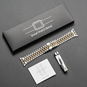 cheap Apple Watch Bands-Link Bracelet Compatible with Apple Watch band 38mm 40mm 41mm 42mm 44mm 45mm 49mm Men Two Tone Metal Clasp Stainless Steel Strap Replacement Wristband for iwatch Ultra 2 Series 9 8 7 SE 6 5 4 3 2 1