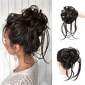 abordables Chignons-chignon ébouriffé chignon désordonné extensions de chignon avec élastique élastique queue de cheval chouchous pour femme (mélange brun blond clair)