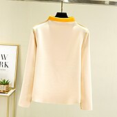 economico T-shirt semplice-Per donna Maglieria intima Camicia di fondo Tinta unica Caldo sfocato Pile Sherpa Manica lunga A collo alto Collo di pile Top regolari Strada Informale Nero Giallo Rosa Blu marino Cachi Autunno