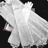 abordables Gants de Mariage-Polyester Genou Gant Fête / Soirée / à la mode Avec Couleur Pure / Ornement Gants de Mariage / Fête