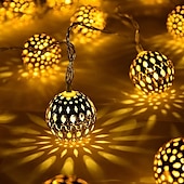 abordables Guirlandes solaires-Guirlande lumineuse solaire marocaine élégante pour réception de mariage, guirlande lumineuse à LED en forme de globe, éclairage d&#039;extérieur étanche, 8 modes d&#039;éclairage, boule lumineuse étanche