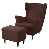 cheap Armchair Cover &amp; Armless Chair Cover-Stretch Wing Chair Cover Set with Ottoman Cover, Burgundy Spandex Stretch Wing Back Chair Cover Removable Machine Washable Armchair Chair Cover for Strandmon Chair
