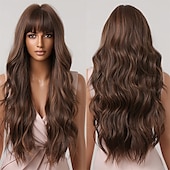 baratos Perucas Sintéticas sem Touca-Allbell loira peruca platinada para mulheres cabelo sintético encaracolado longo com franja perucas onduladas com raízes escuras perucas barbiecore
