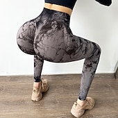 olcso Jóga leggings és harisnyanadrág-Női Jóga nadrág Alakformáló Varrás nélküli Hasformáló Alakformáló Magas derék Jóga Fitnesz Edzőterem edzés Harisnyanadrág Leggingek Alsók Batikolt Sárga Rózsaszín Kék Spandex Ősz Tél Sport